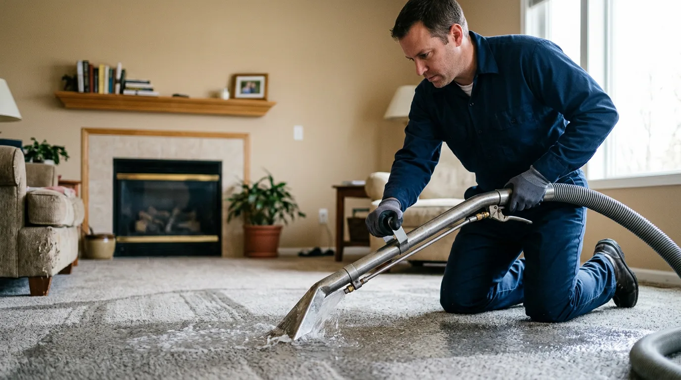 Water damage restoration technician working near Iola, TX